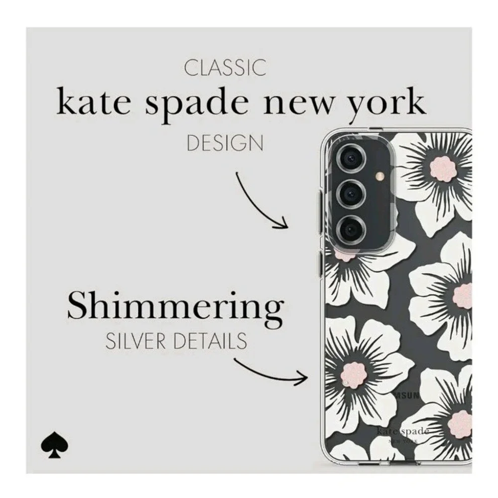 Kate Spade New York Samsung Galaxy S24 Plus Antimicrobial Hollyhock Floral Clear